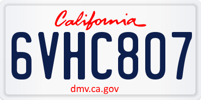 CA license plate 6VHC807