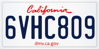CA license plate 6VHC809