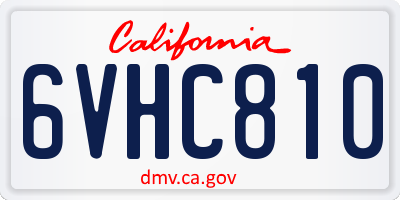 CA license plate 6VHC810