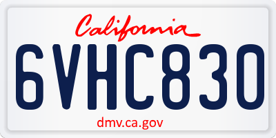 CA license plate 6VHC830