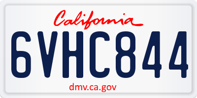 CA license plate 6VHC844
