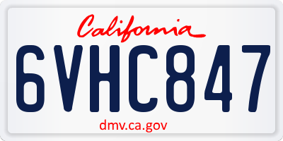CA license plate 6VHC847