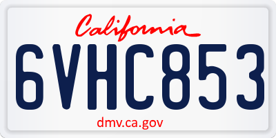 CA license plate 6VHC853