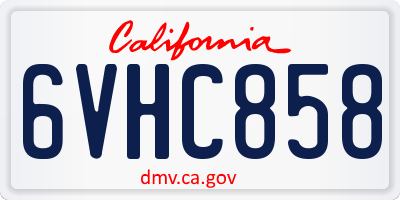CA license plate 6VHC858