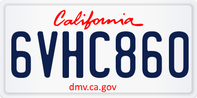 CA license plate 6VHC860