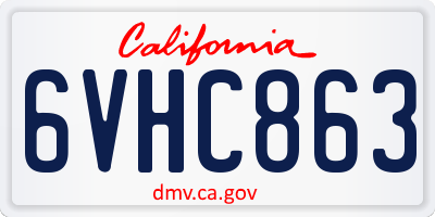CA license plate 6VHC863