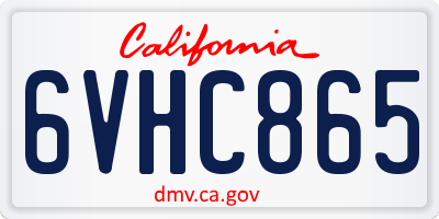 CA license plate 6VHC865