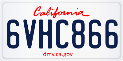 CA license plate 6VHC866