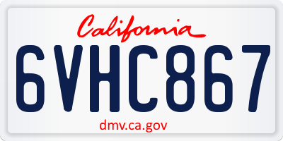 CA license plate 6VHC867