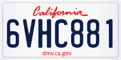 CA license plate 6VHC881