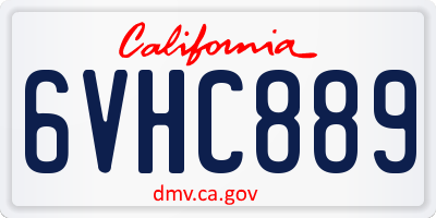 CA license plate 6VHC889