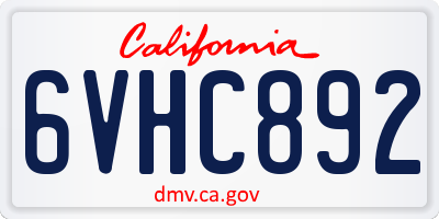 CA license plate 6VHC892