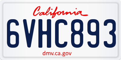 CA license plate 6VHC893
