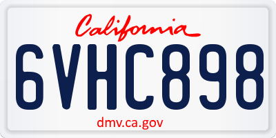 CA license plate 6VHC898