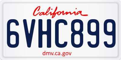 CA license plate 6VHC899