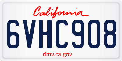 CA license plate 6VHC908