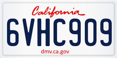 CA license plate 6VHC909