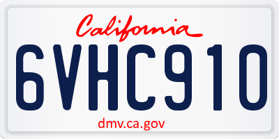 CA license plate 6VHC910