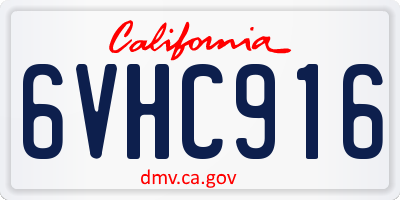 CA license plate 6VHC916