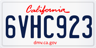 CA license plate 6VHC923