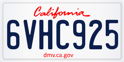 CA license plate 6VHC925