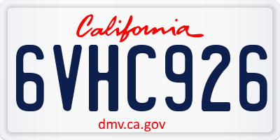 CA license plate 6VHC926