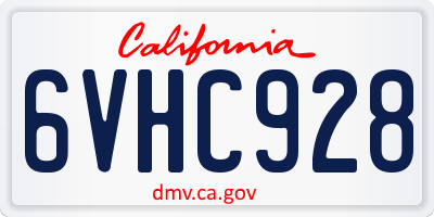 CA license plate 6VHC928