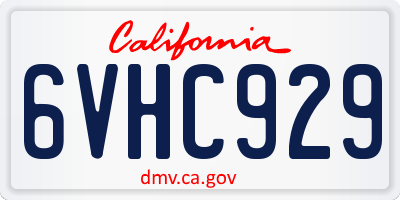 CA license plate 6VHC929