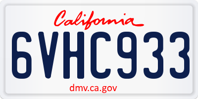 CA license plate 6VHC933