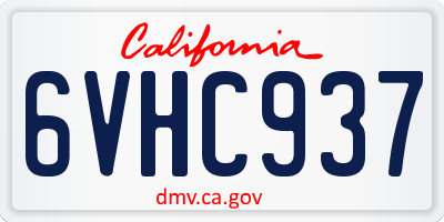 CA license plate 6VHC937