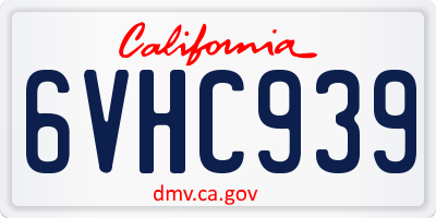 CA license plate 6VHC939