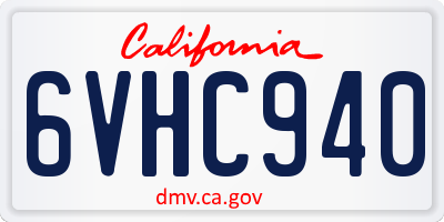 CA license plate 6VHC940