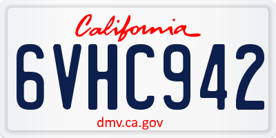 CA license plate 6VHC942