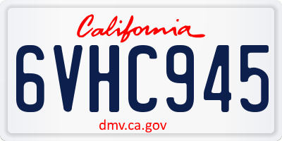 CA license plate 6VHC945