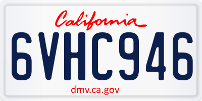 CA license plate 6VHC946