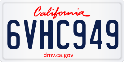 CA license plate 6VHC949