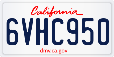 CA license plate 6VHC950