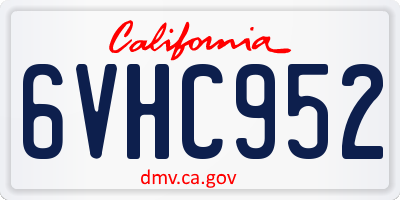 CA license plate 6VHC952