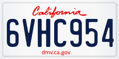 CA license plate 6VHC954