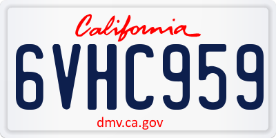 CA license plate 6VHC959