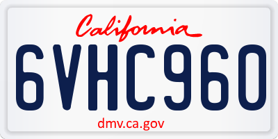 CA license plate 6VHC960