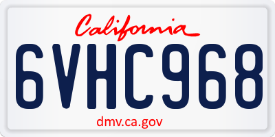 CA license plate 6VHC968