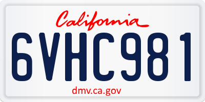 CA license plate 6VHC981