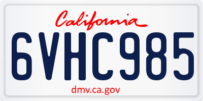 CA license plate 6VHC985