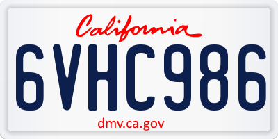 CA license plate 6VHC986