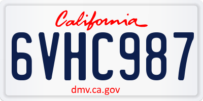 CA license plate 6VHC987
