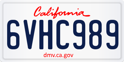 CA license plate 6VHC989
