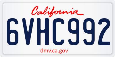 CA license plate 6VHC992