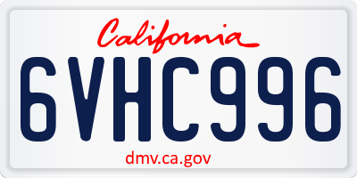 CA license plate 6VHC996