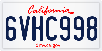 CA license plate 6VHC998